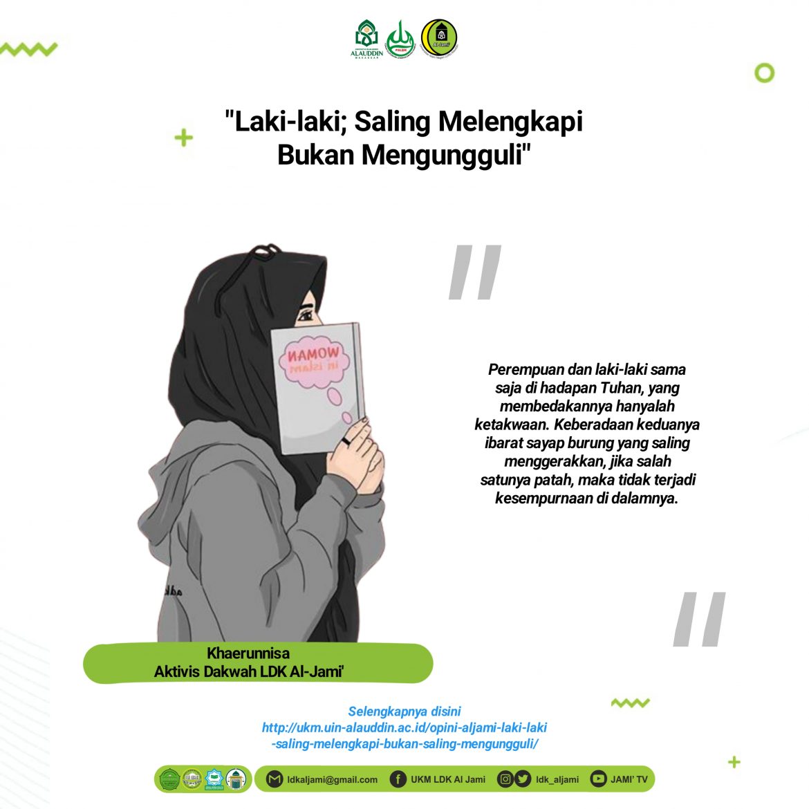 Laki laki; saling melengkapi bukan saling mengungguli