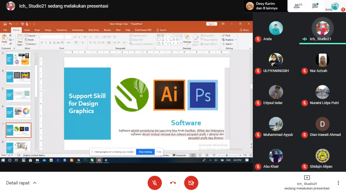 TINGKATKAN SKILL DI BIDANG DESAIN, DEPARTEMEN KOMUNIKASI DAN INFORMASI UKM RITMA GELAR PELATIHAN DIKLAT DESAIN GRAFIS VIA GMeet
